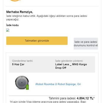 Amazon Ürün İade Sorumsuzluğu