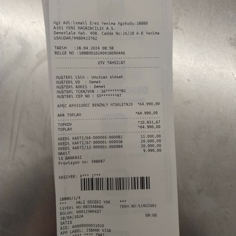 A101 APEC 150cc Tescil Belgemi Vermiyor!