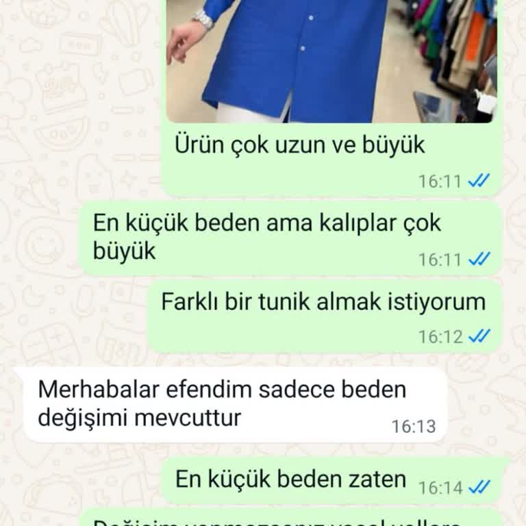 Yazgan Butik En Küçük Beden Kıyafete İade/değişim Yapmıyor
