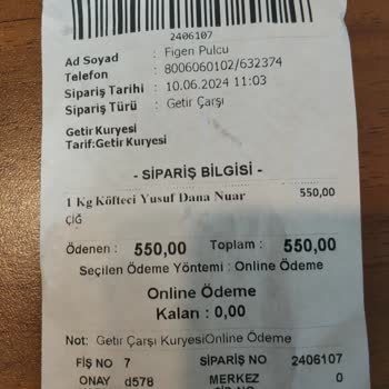 GetirÇarşı Getir, Köfteci Yusuf Bostancı İskele