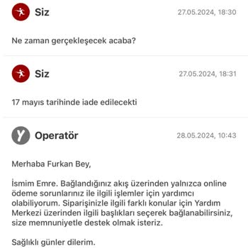 Yemeksepeti Kapıda Ödeme Sonrası Eksik Ürün Sorunu Hk.