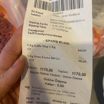 Trendyol Hızlı Market Bostancı Köfteci Yusuf Hesaplı Kasap Eksik Ürün