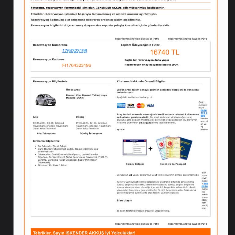 kaxatan-ruritan様ページ Sixt Rent A Çar - Şikayetvar