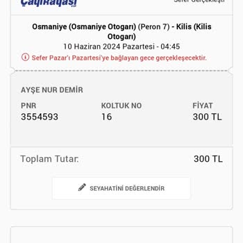 Çayırağası Turizm Osmaniye-Kilis Seferinde Yaşanan İletişim Ve Hizmet Sorunu