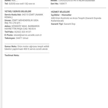 Beko Etkisiz, İş Bilmez Yetkili Servis