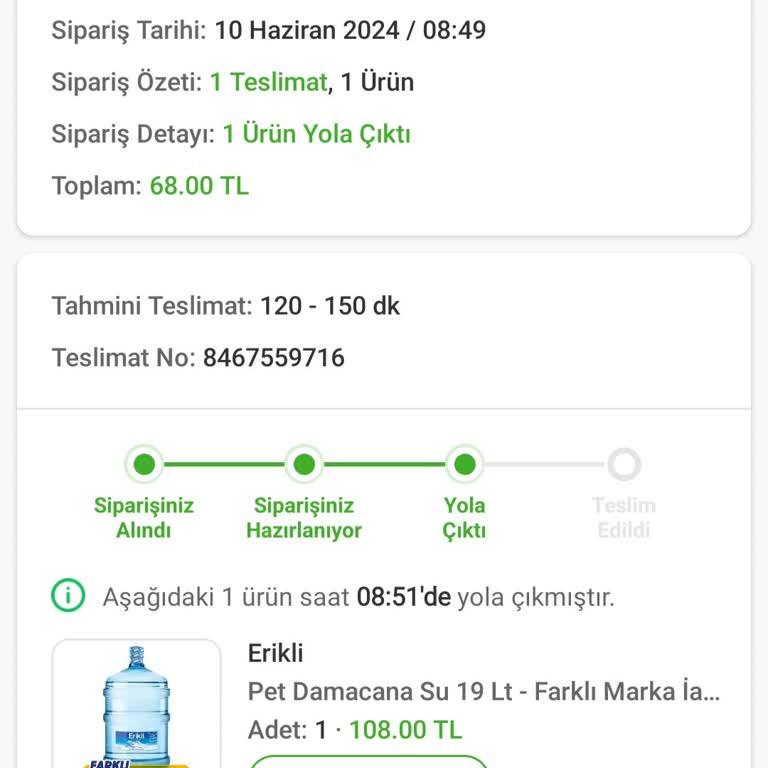 Trendyol Su Siparişi Gecikmesi