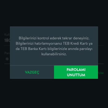 TEB Mobil Uygulamasına Giriş Yapamıyorum.