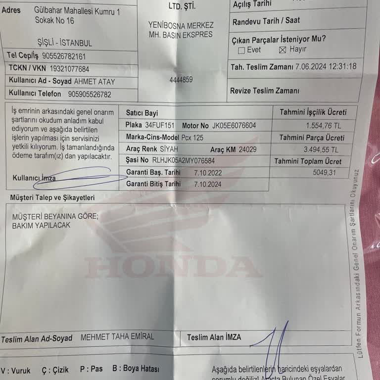 Honda Anes Motor'da Hayal Kırıklığı: Bakım Sonrası Yeni Sorunlar!