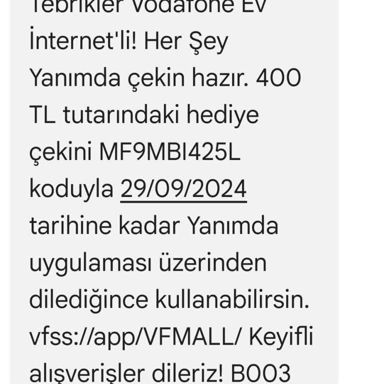 Vodafone Net Hediye Çeki Saçmalığı