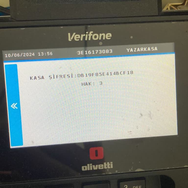 Olivetti Verifone Kasa Şifresi Bilinmezi...