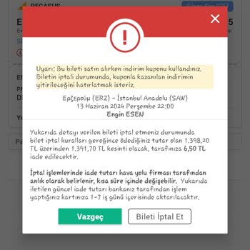 Obilet Ve Pegasus Firmalarından İade Sorunu