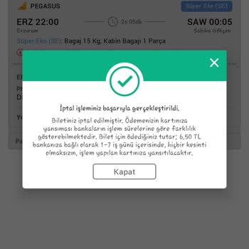 Obilet Ve Pegasus Firmalarından İade Sorunu