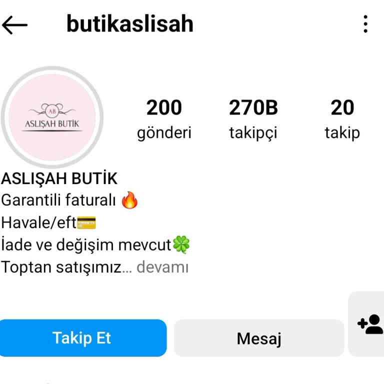 Butikaslisah (Instagram) Şikayetçiyim