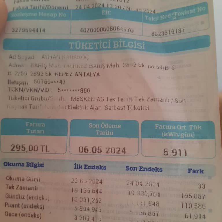 Akdeniz Elektrik Dağıtım Haziran Ayı 295 Tl Bedelle Kesilmiş Faturamda Ödemeye 2 Fatura Görünme