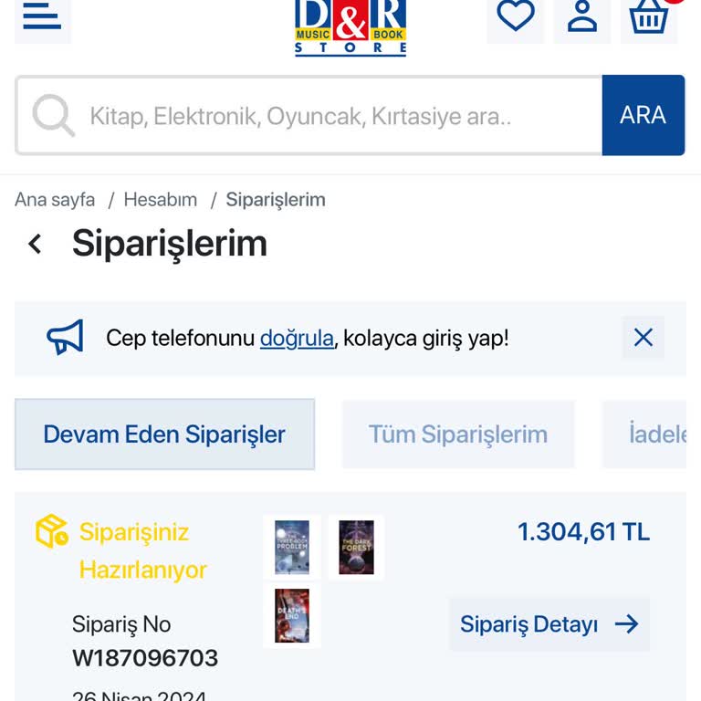 D&R Kitap Seti Siparişi