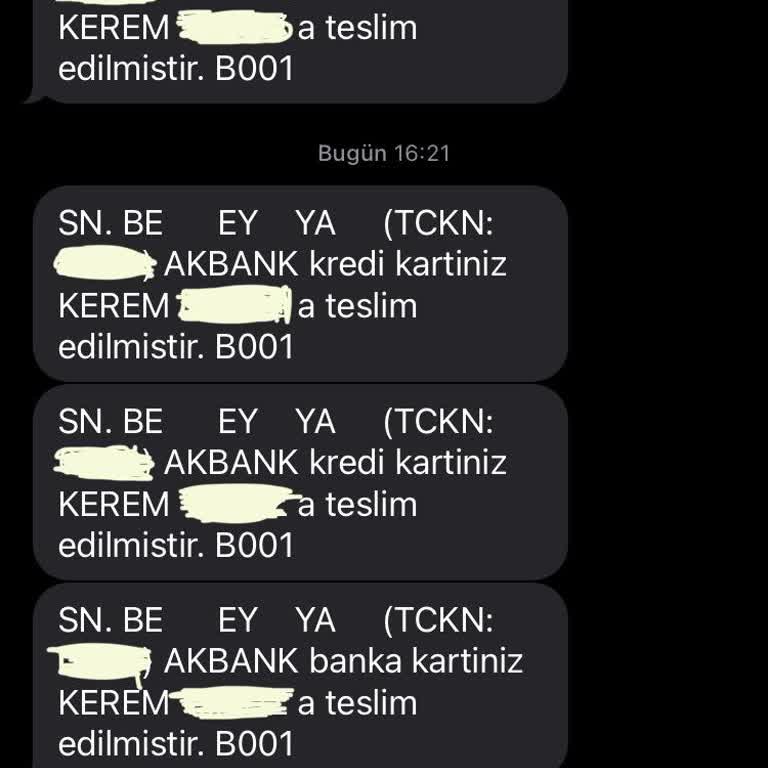 Akbank Kartım Başkasına Teslim Edildi