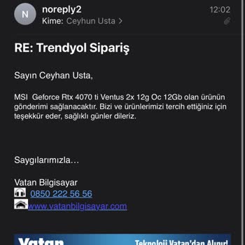 Vatan Bilgisayar'ın Yanlış Ürün Yollaması.