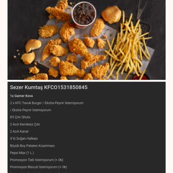 KFC Online Üzerinden Aldığım Gamer Kova Menüsü Mağduriyeti