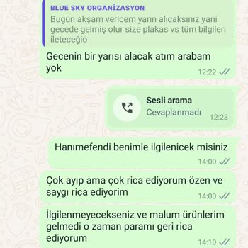Blue Sky Organizasyon Ürünler Gelmedi, Para İadesi Yapılmadı. İlgili Kişi Asla İlgilenmiyor
