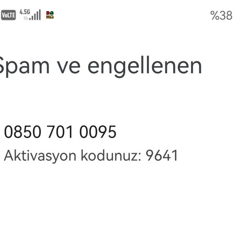 0850 701 00 95 Aktivasyon Kod Mesajları