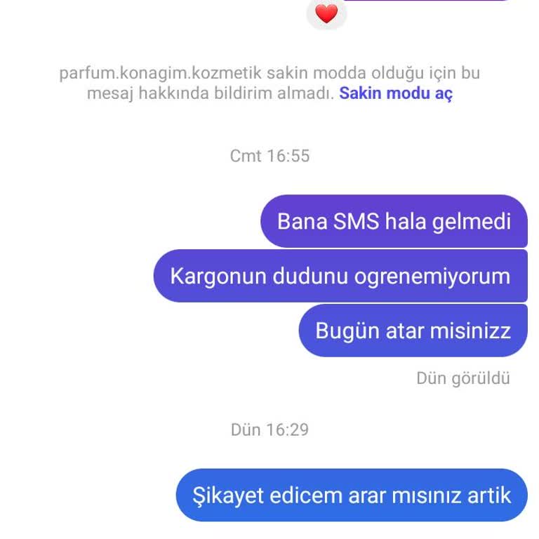 Parfum.konagim (Instagram) Siparişim Hakkında Bilgi Alamıyorum