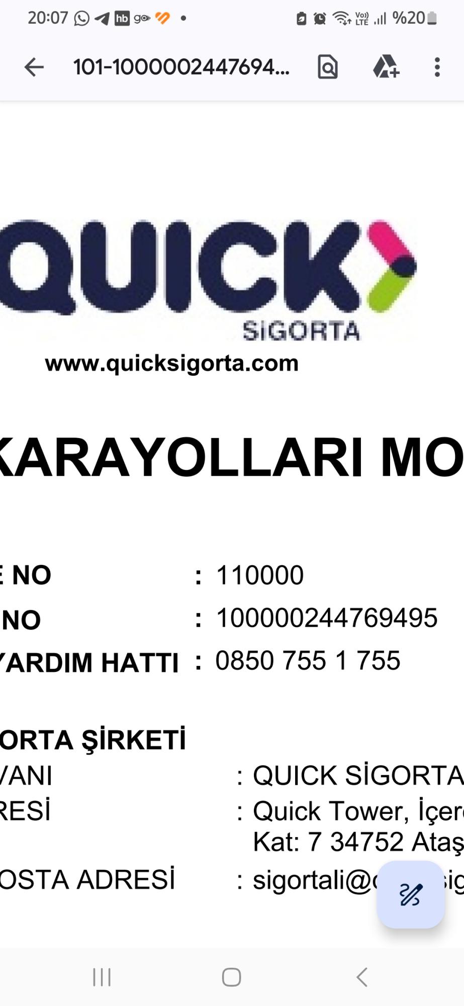Quick Sigorta İptal Edememe Sorunu - Şikayetvar
