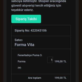 Forma Vita Aldığım Forma Elime Gelmedi Paramın İade Edilmesini İstiyorum