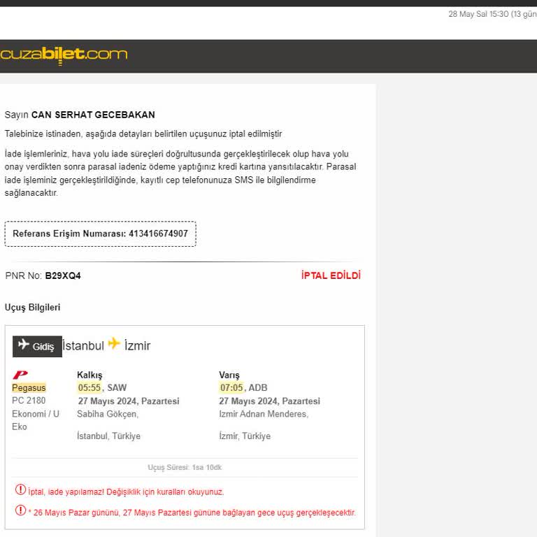 Ucuzabilet.com Un İadeyi Asla Yapmaması Ve Oyalaması