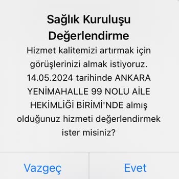 E-NABIZ'da Almadığım Hizmet İçin Yanlış Bilgilendirme Mesajı Ve Kaydı