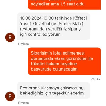 Migros Yemek Ve Köfteci Yusuf Sipariş Teslim Edildi Sorunu