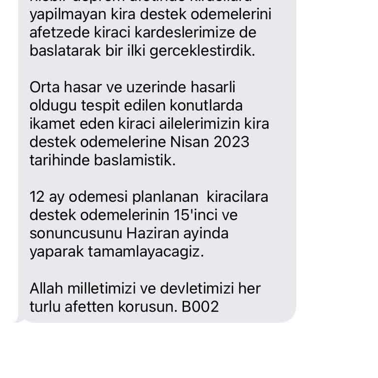 AFAD Kira Destek Yardımı