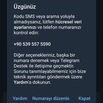 Telegram Onay Kodu Gelmiyor