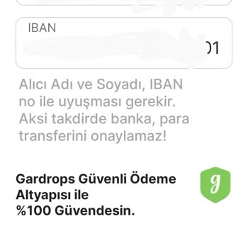 Gardrops IBAN Kabul Etmiyor Hata Veriyor