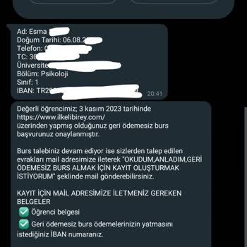 İlkeli Birey Derneği (Burs Başvuru) Kişisel Bilgilerimin İzinsiz Paylaşılması Hakkında Şikayet