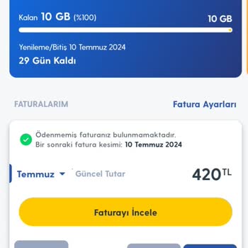 Turkcell Mobil Uygulaması Fatura Bugu