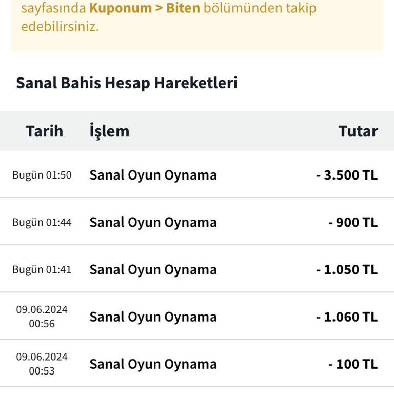 misli Sanal Bahis Tutan Kuponun Yatırılmaması Hesabıma