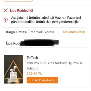 Trendyol Ayıplı Ürün Gönderdi