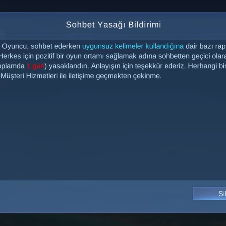 Mobile Legends Gereksiz Genel Sohbet Chat Banı
