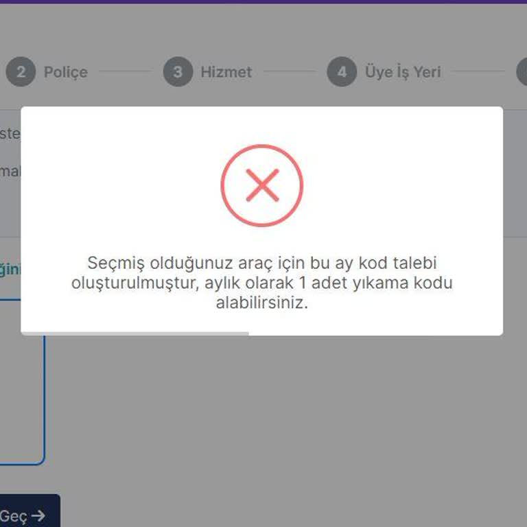 Aveon Global Sigorta Ustabibak Sitesi Ücretsiz Araç Yıkatmak İçin Kod Vermiyor.