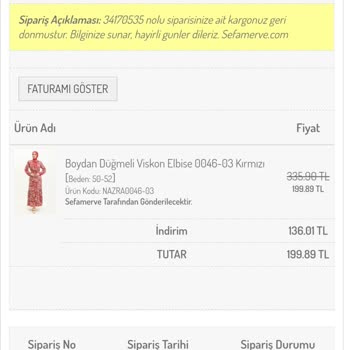 Sefamerve Kargo İptali Ve Ücretlerinin Yatırılmaması. Şikayet