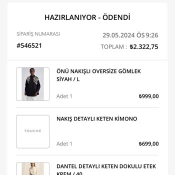 Touché Privé 15 Gündür Teslim Edilmeyen Sipariş Ve İlgisizlik!