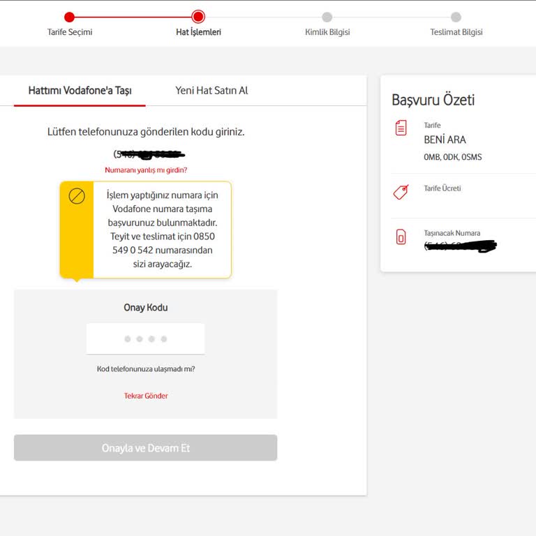 Vodafone Yeni Hat Başvurusu Sorunu