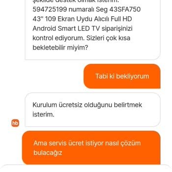 Hepsiburada Çelişkili Ve Çözülemeyen Servis Kurulum Ücreti