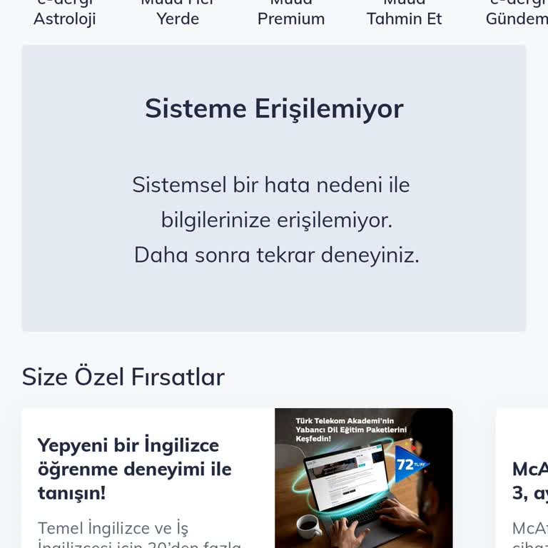 Türk Telekom Mobil Uygulama İçinde Ev İnternet Görülmüyor