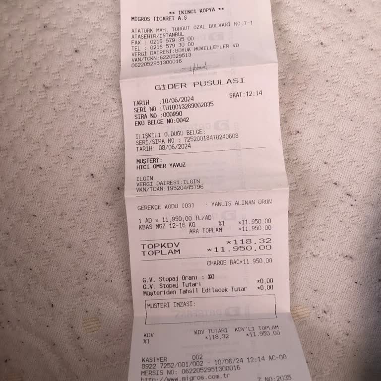 Yapı Kredi Bankası Migros'tan Aldığım Kurbanın İade Sürecinde Yaşadığım Sorun