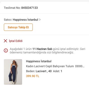 Trendyol Siparişimin Sebepsizce İptal Edilmesi