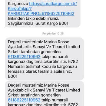 Marina Rosse Yanıltıcı Kargo Bilgilendirmesi Ve İletişim Sorunları