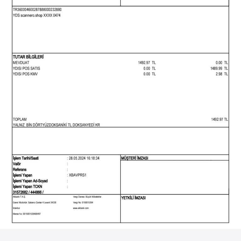 Scannero Para İadesi İstiyorum.