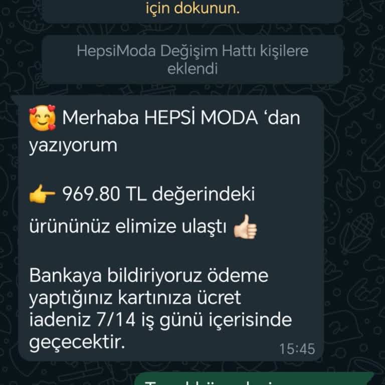 Hepsi Moda Paramı İade Etmiyor