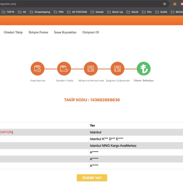 Mngkrgotkap.com Kargo Takibi Sistemi Gibi Görünen Kötü Amaçlı Site!